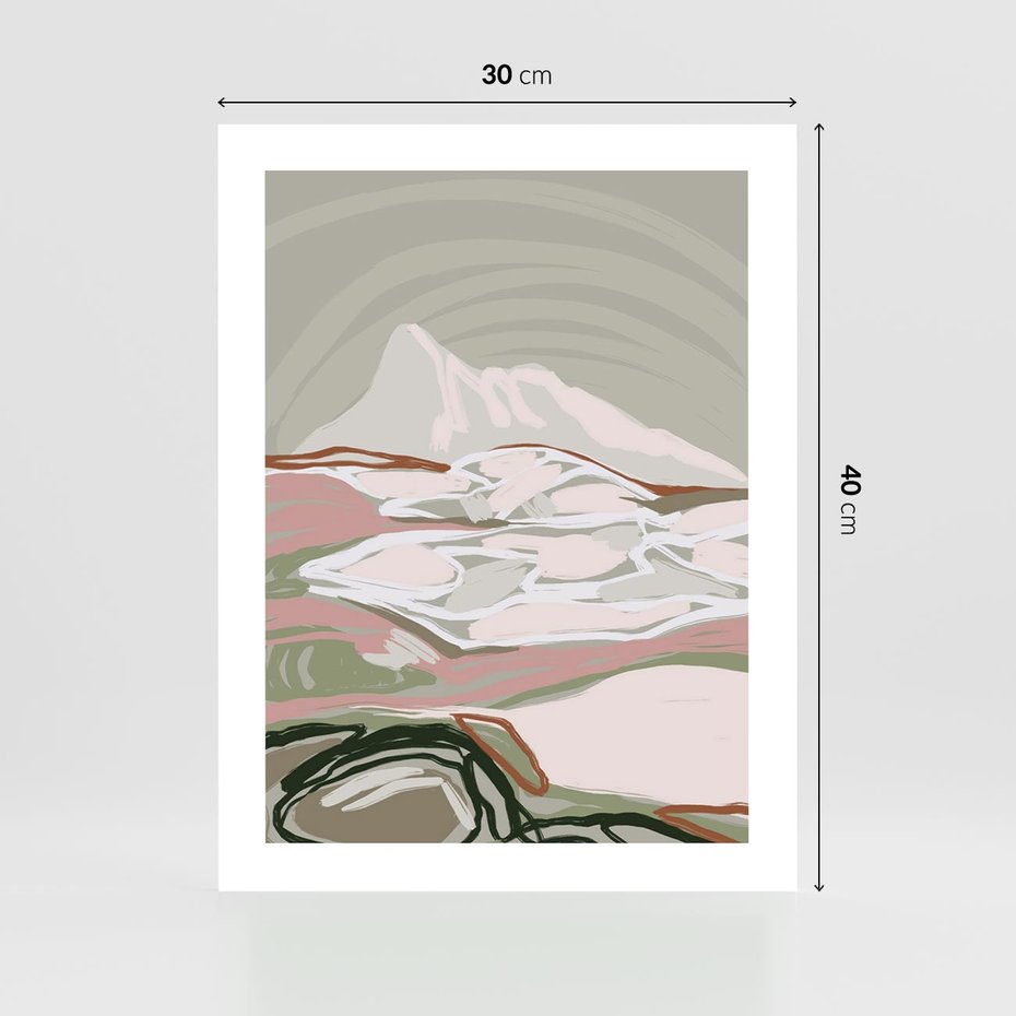 Plakat bez ramy 30x40 - Szarawe Wzgórza - pastelowy krajobraz, nowoczesny plakat