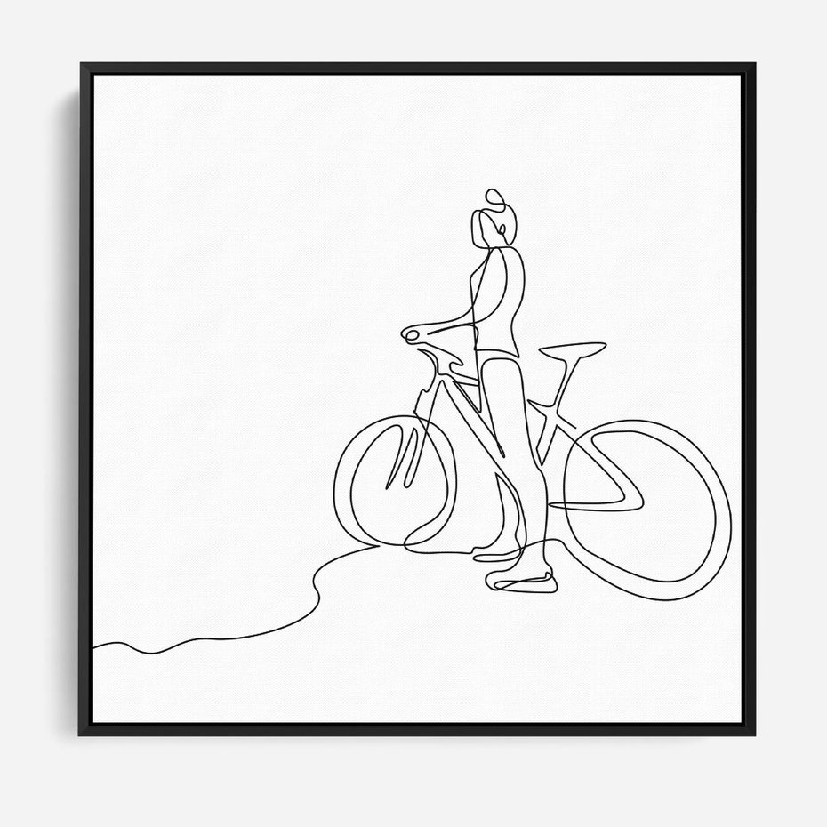 Obraz w ramie 50x50 - Minimalistyczna Przejażdżka - szkic, minimalizm - rama czarna