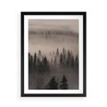 Plakat w ramie 50x70 - Mglista Opowieść Lasu - las, mgła - rama czarna