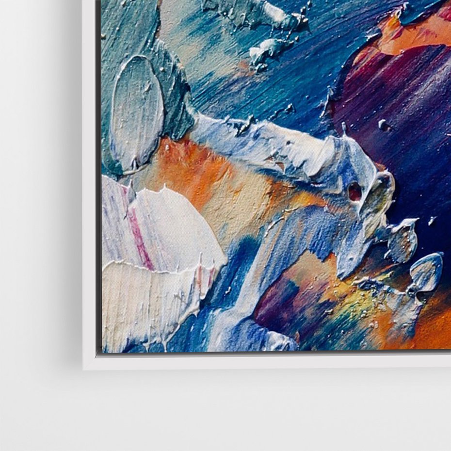 Obraz w ramie 80x120 - Rytmy ukrytych pragnień - chaos i abstrakcja, plamy koloru - rama biała