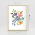 Plakat w ramie 30x40 - Kwiatowe Opowieści - akwarelowe polne kwiaty, minimalistyczna sztuka - rama drewno
