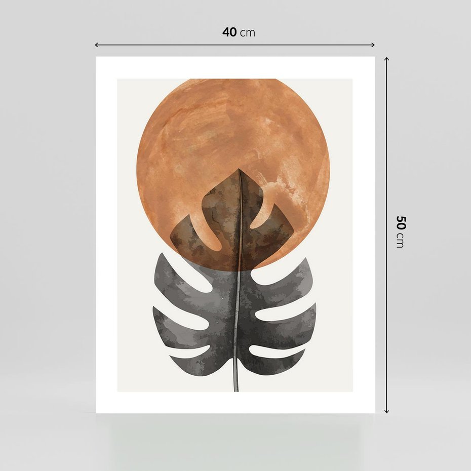 Plakat bez ramy 40x50 - Natura a Sztuka - liść monstery, czarna grafika