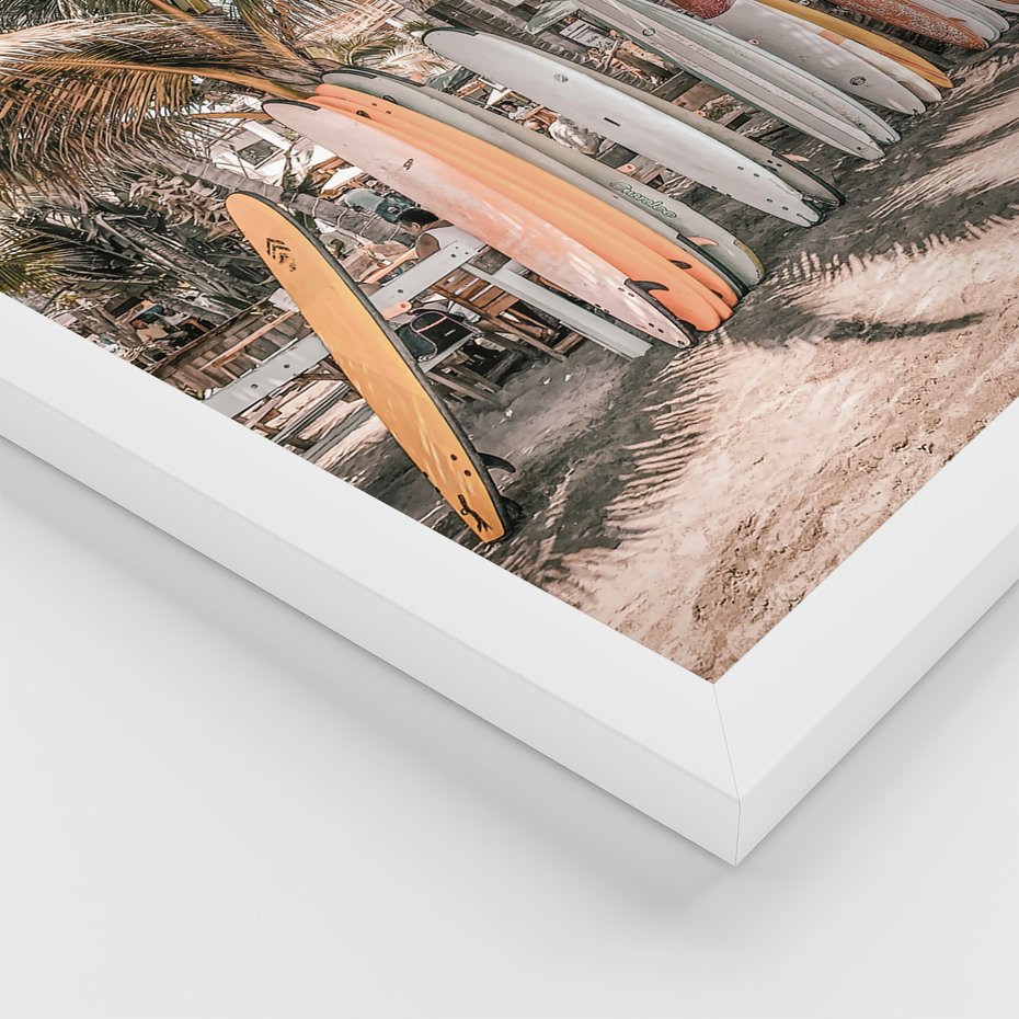 Zestaw obrazy w ramie 50x70 galeria - Surfing, palmy, wakacje - rama biała
