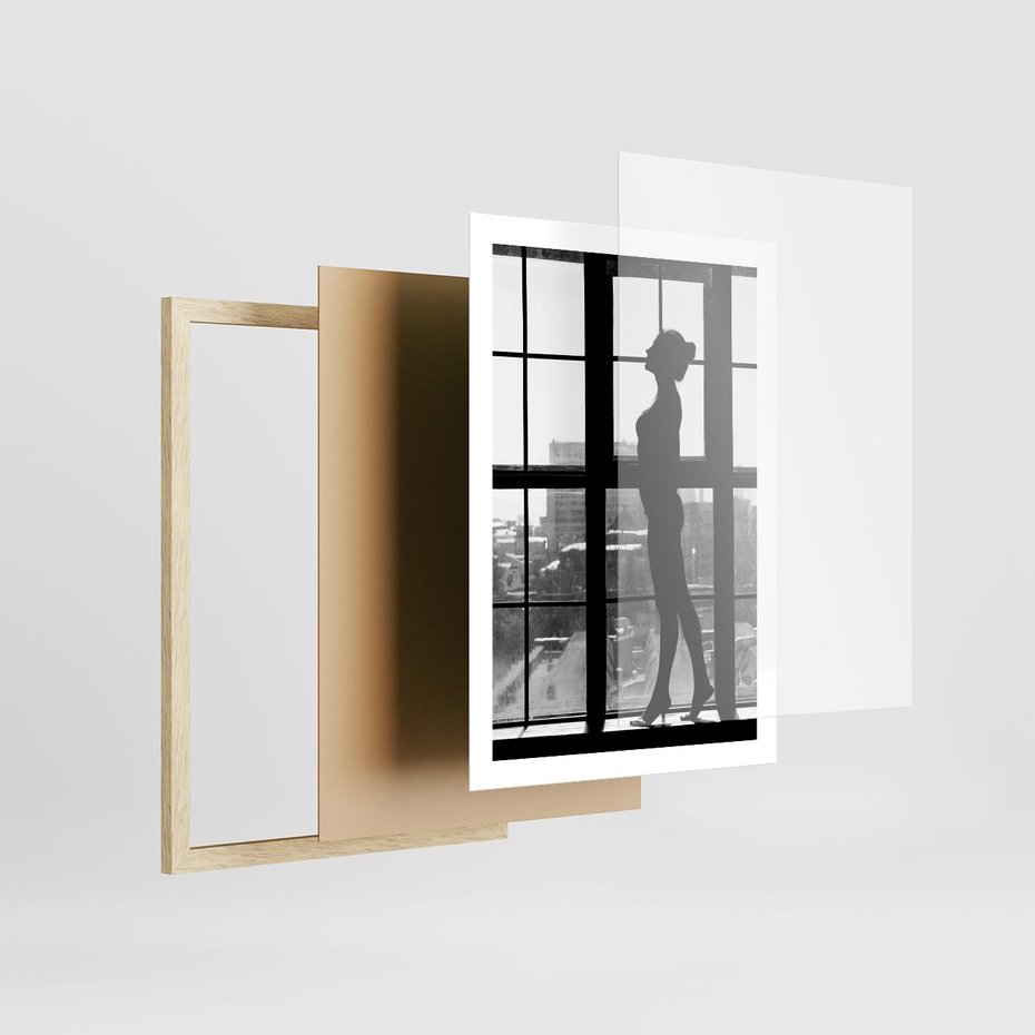 Plakat w ramie 50x70 - Piękno Kobiecej Formy - retro zdjęcie, czarno białe - rama drewno