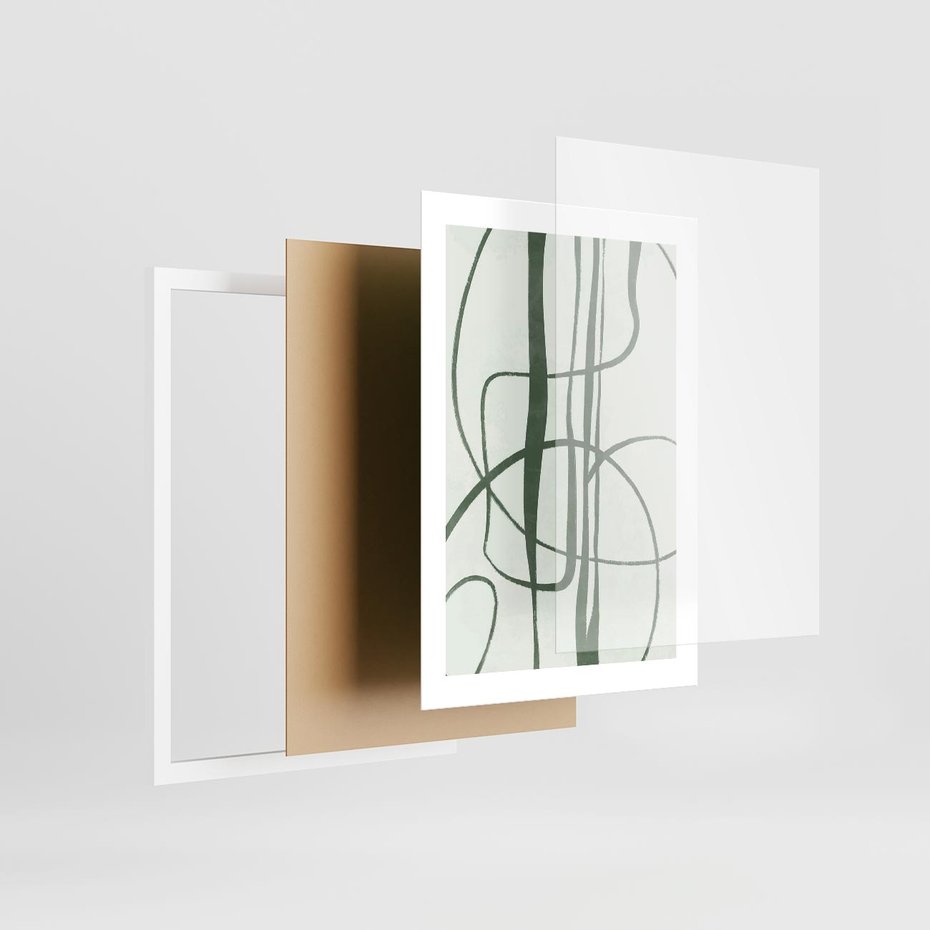 Plakat w ramie 30x40 - Zielony Spokój - zielona abstrakcja, spokojny plakat - rama biała