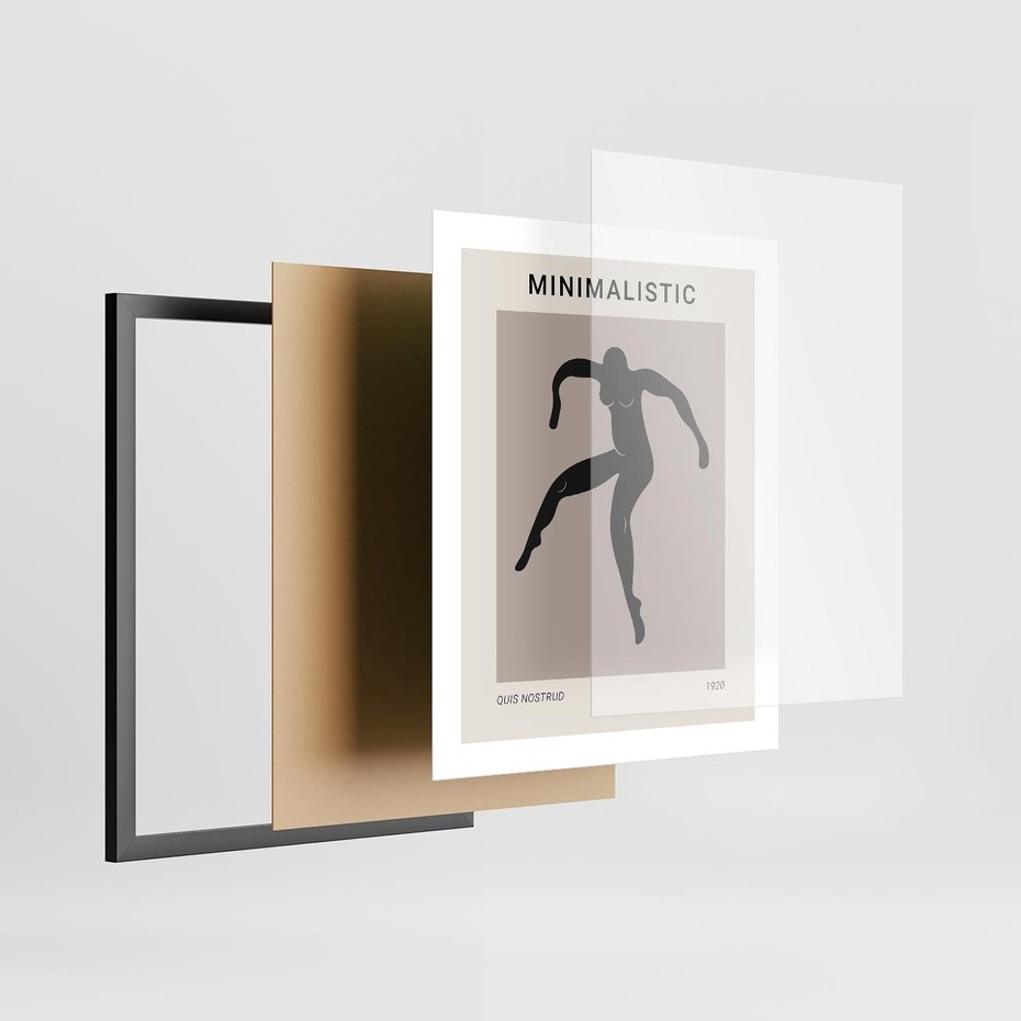 Plakat w ramie 40x50 - Sztuka Nowoczesności: Minimalistyczny Plakat - modern art, minimalistyczny plakat - rama czarna