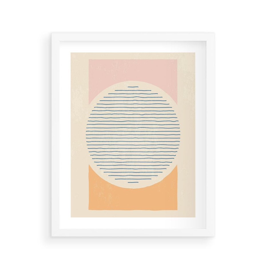 Plakat w ramie 40x50 - Rozbijająca Opowieść - geometryczne kształty, koła - rama biała