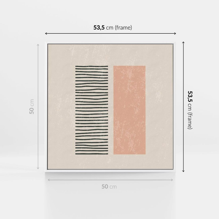 Obraz w ramie 50x50 - Przenikająca Kreatywność - nowoczesna sztuka, minimalizm - rama biała