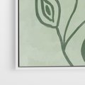 Obraz w ramie 50x70 - Szmaragdowy Oddech - abstrakcyjne delikatne zielone linie, podobne do gałęzi kwiatów - rama biała
