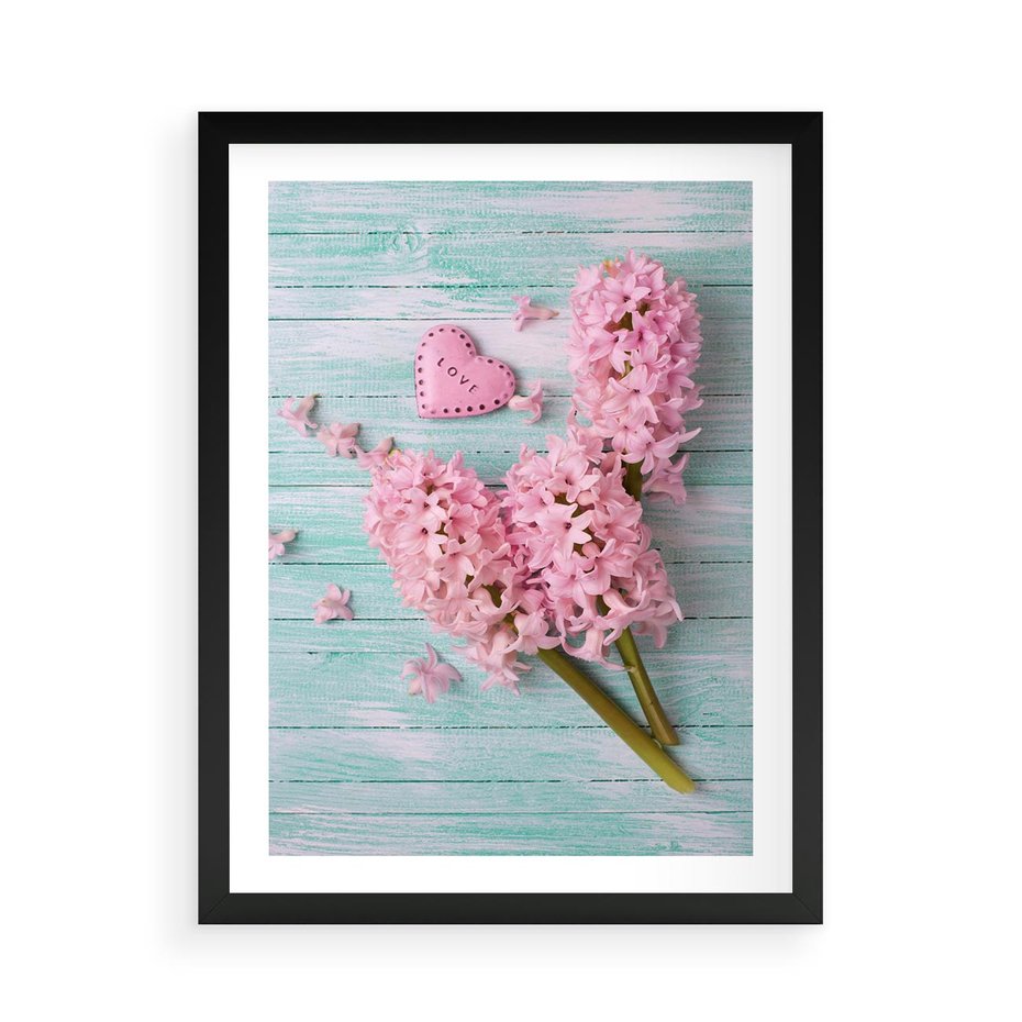 Plakat w ramie 50x70 - Hiacynty w Kwiatowej Kompozycji - hiacynty, kwiaty - rama czarna