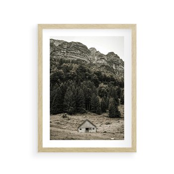 Plakat w ramie 40x50 - Dom w Odcieniach Natury - domek w górach, góry - rama drewno
