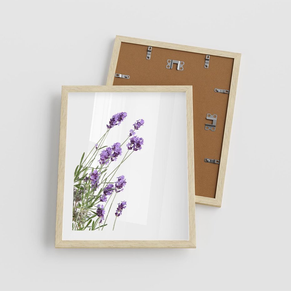 Plakat w ramie 40x50 - Delikatny Urok - lawenda, kwiaty - rama drewno