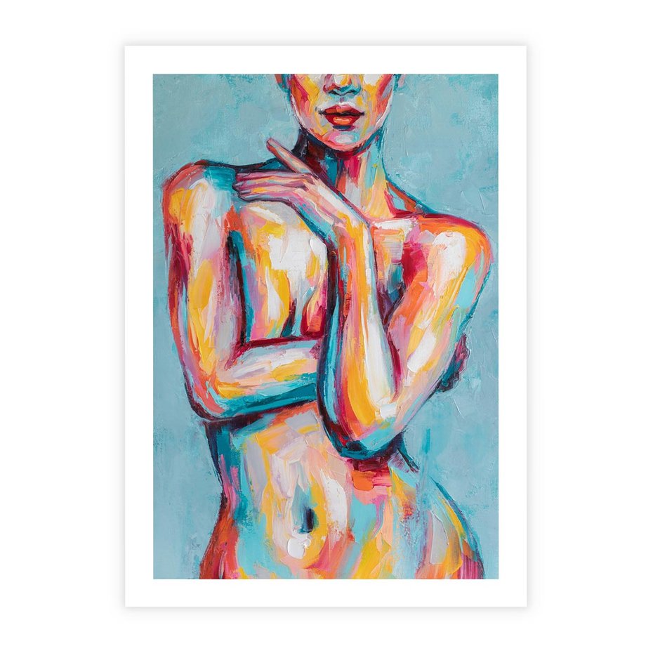 Plakat bez ramy 30x40 - Nagie Natchnienie - obraz olejny, naga kobieta