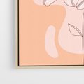 Obraz w ramie 50x70 - Kwiatowa Harmonia - minimalistyczny plakat, pudrowe kwiaty - rama drewno