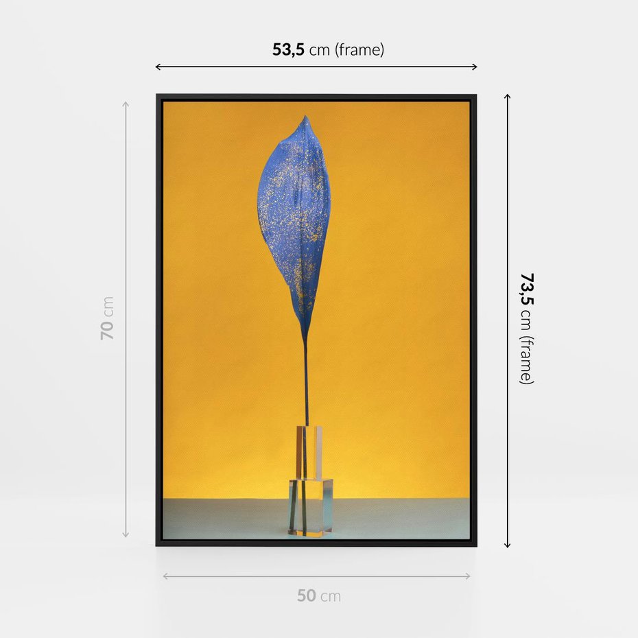 Obraz w ramie 50x70 - Niebiańskie liście - liść, liście - rama czarna