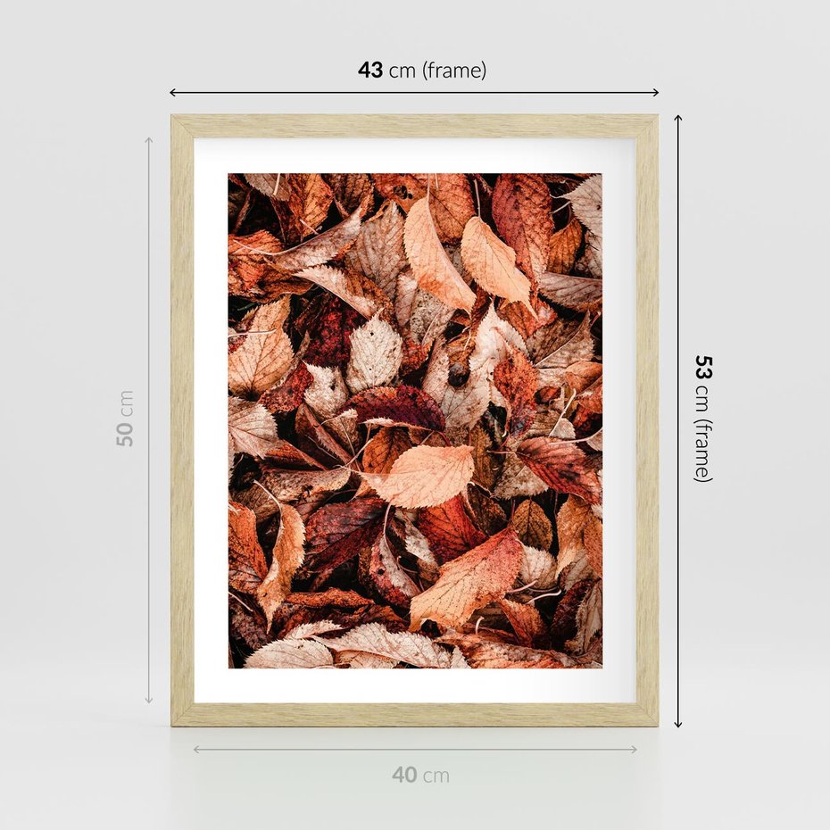 Plakat w ramie 40x50 - Magia Jesiennej Ziemi - liście, jesień - rama drewno
