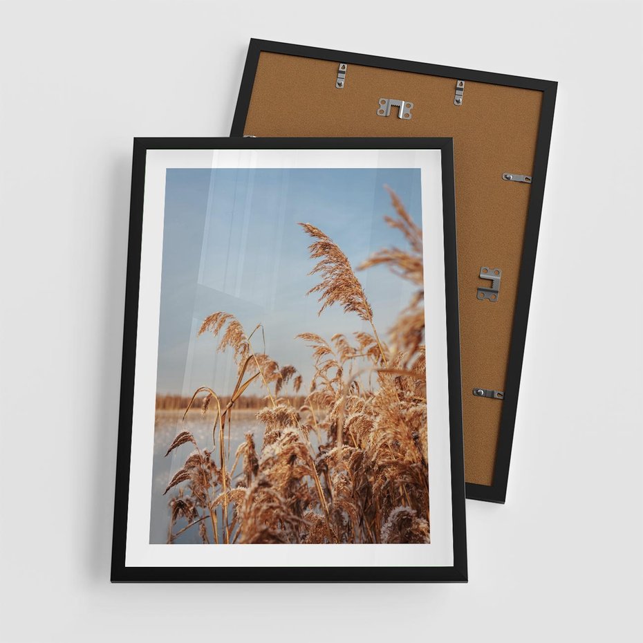 Plakat w ramie 50x70 - Wyraz Stylu - trawy, boho - rama czarna