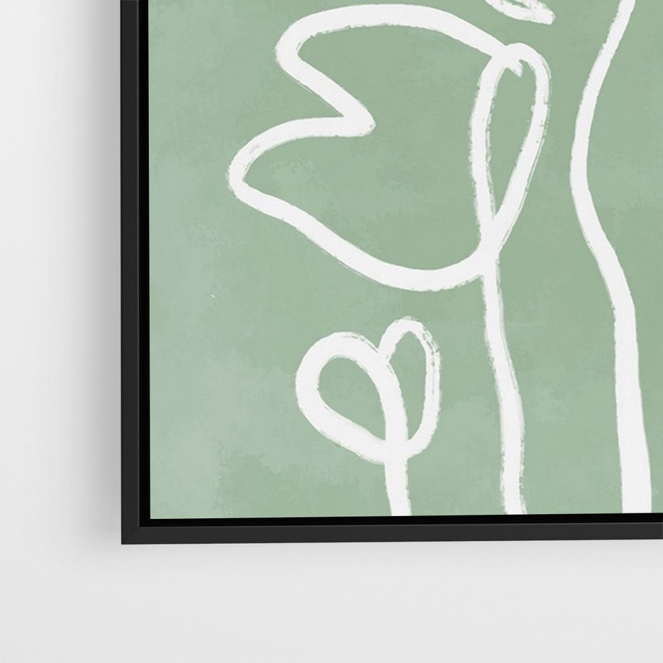 Obraz w ramie 50x70 - Wibracje Naturalnej Równowagi - zielony plakat, roślinne inspiracje - rama czarna