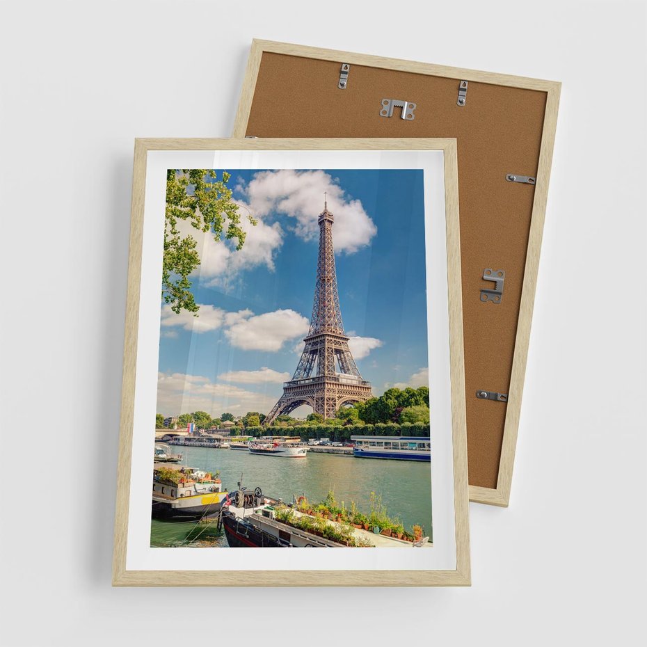 Plakat w ramie 50x70 - Paryżska ikona Francji - wieża Eiffla, Paryż - rama drewno