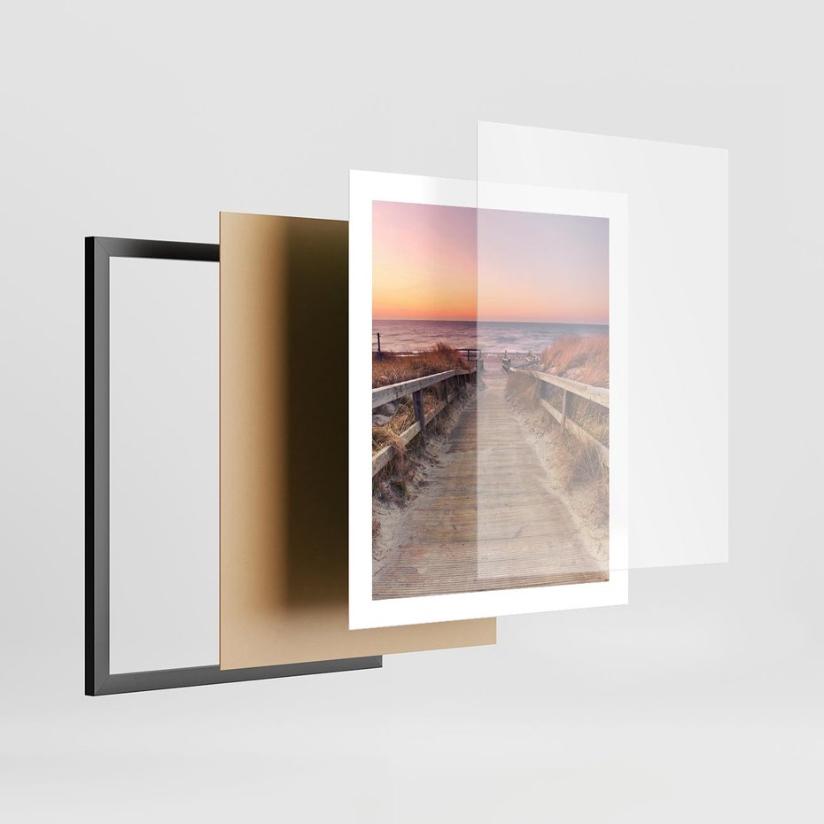 Plakat w ramie 40x50 - Spacer Wśród Przyboju - dróżka, morze - rama czarna