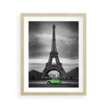 Plakat w ramie 40x50 - Paryskie Romantyczne Spotkanie - Eiffla, samochód - rama drewno