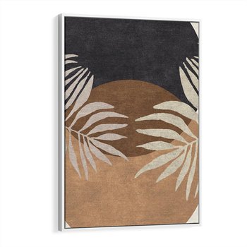 Obraz w ramie 80x120 - Kompozycje ukrytych myśli - symetria, dwa koła po środku - rama biała