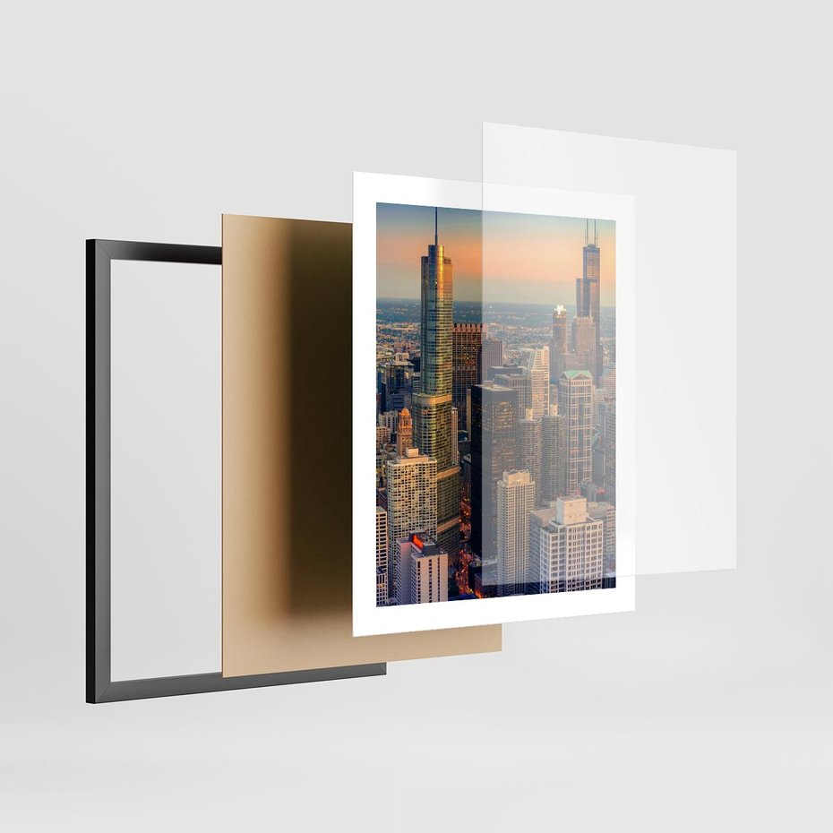 Plakat w ramie 40x50 - Wieżowce Nowego Jorku - Manhattan, wieżowce - rama czarna