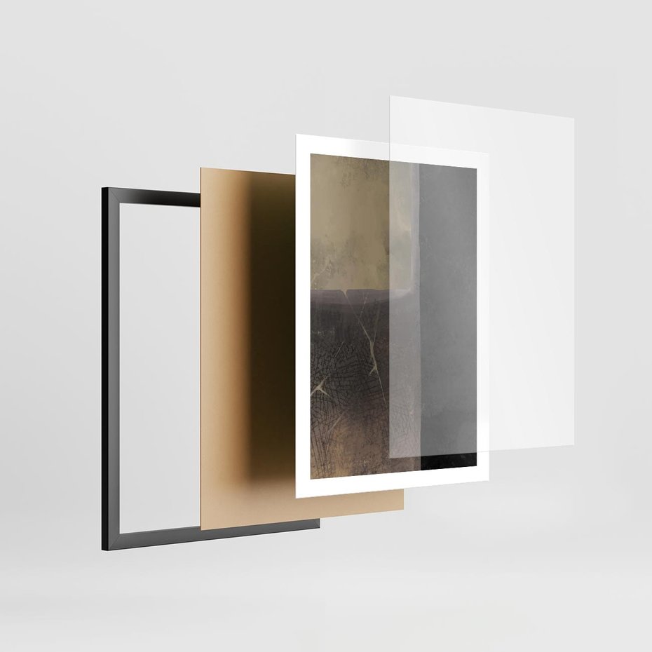 Plakat w ramie 50x70 - Kształty Urywane - mroczny plakat, nowoczesne wnętrza - rama czarna