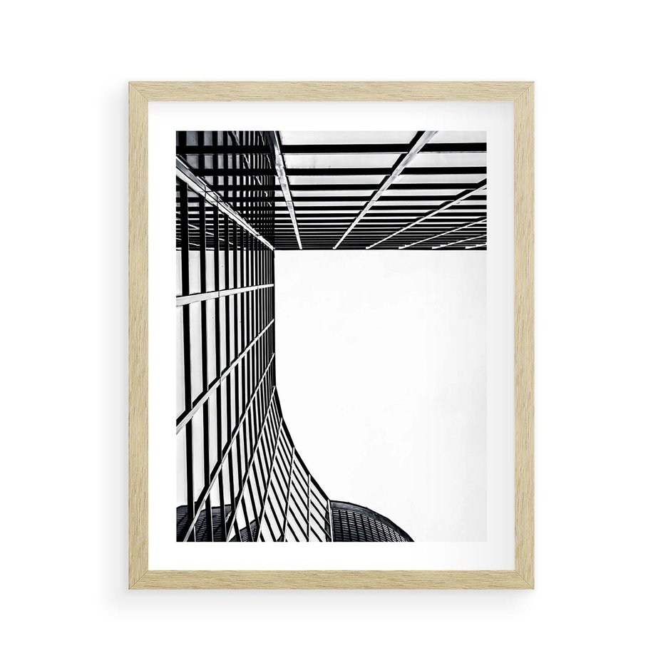 Plakat w ramie 40x50 - Minimalizm Wysokości - architektura, czarno białe zdjęcie - rama drewno