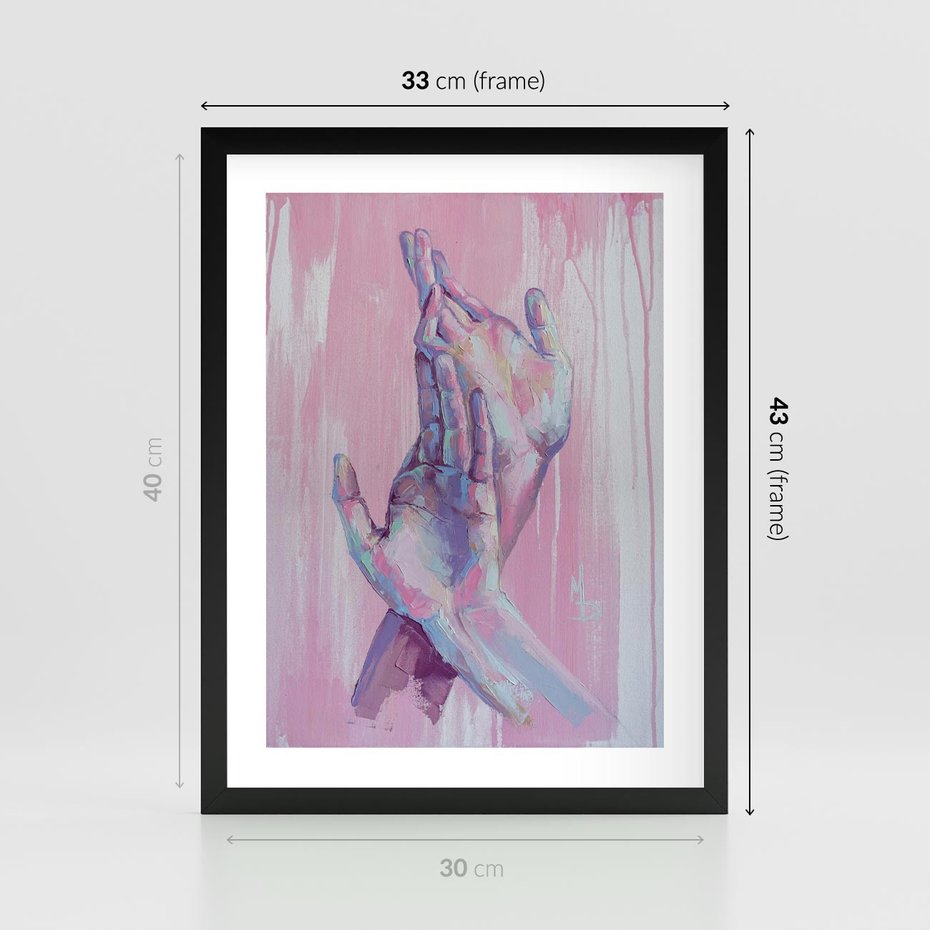 Plakat w ramie 30x40 - Splecione - obraz olejny, pastelowe kolory - rama czarna