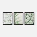Zestaw obrazy w ramie 50x70 galeria - Liście, zieleń, minimalizm - rama czarna