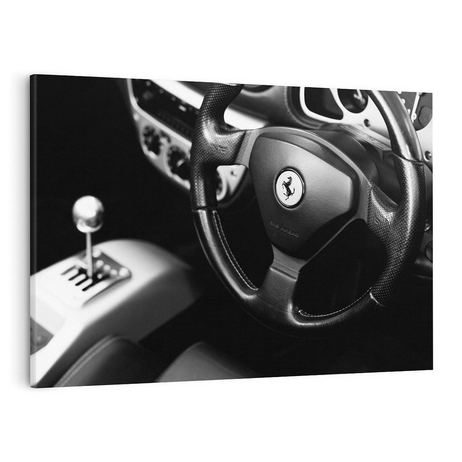Obraz na płótnie 120x80 - Ferrari wnętrze pełne mocy - Ferrari, wnętrze