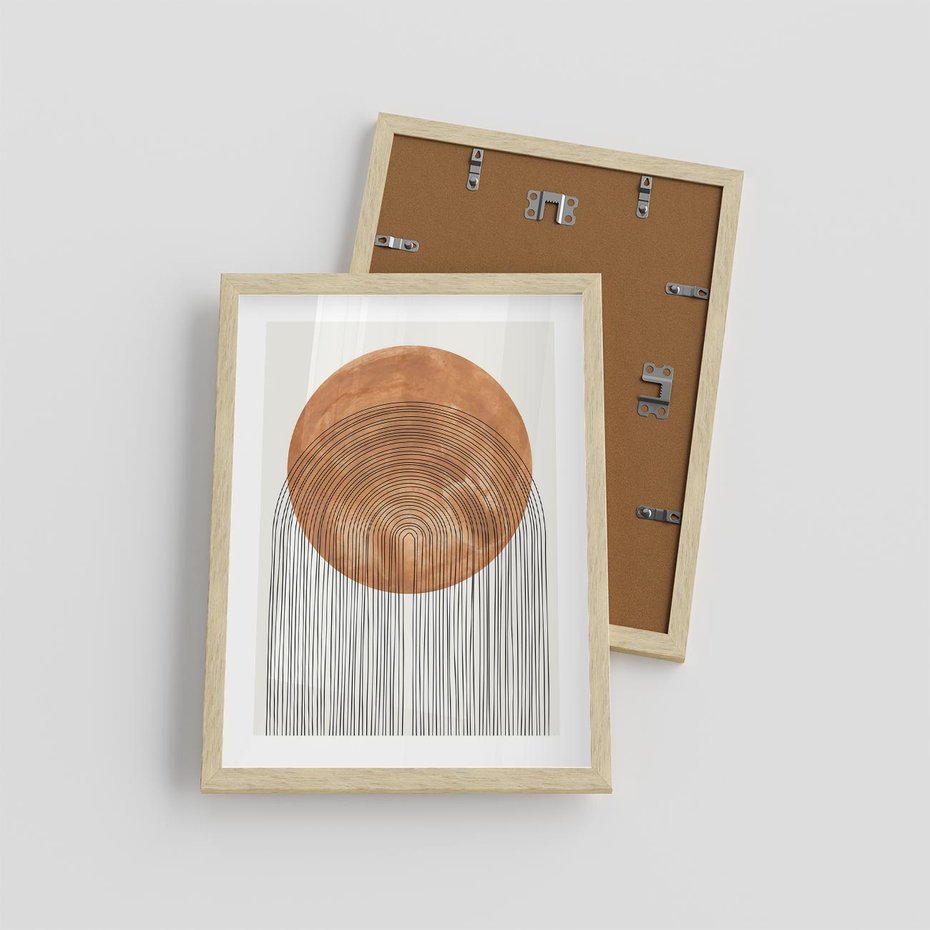 Plakat w ramie 30x40 - Złote Akcenty - nowoczesna sztuka, modern - rama drewno