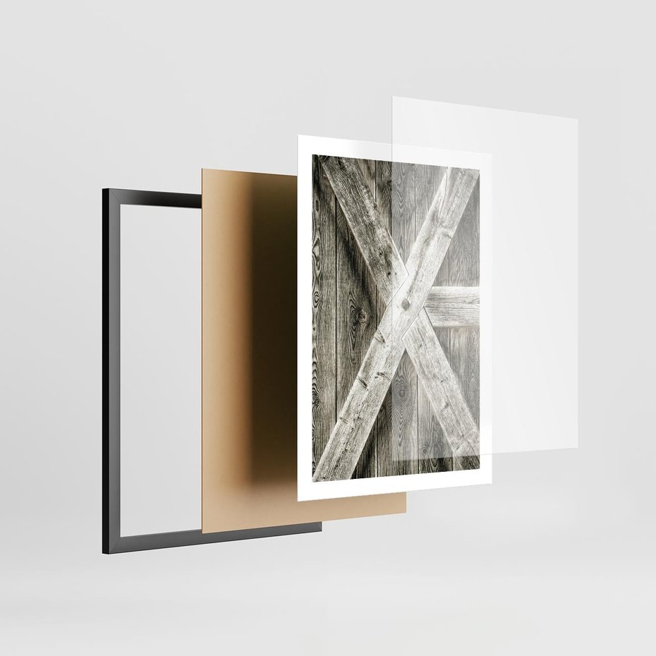 Plakat w ramie 50x70 - Drewniane Drzwi do Stodoły - stare drzwi do stodoły, drewniane - rama czarna