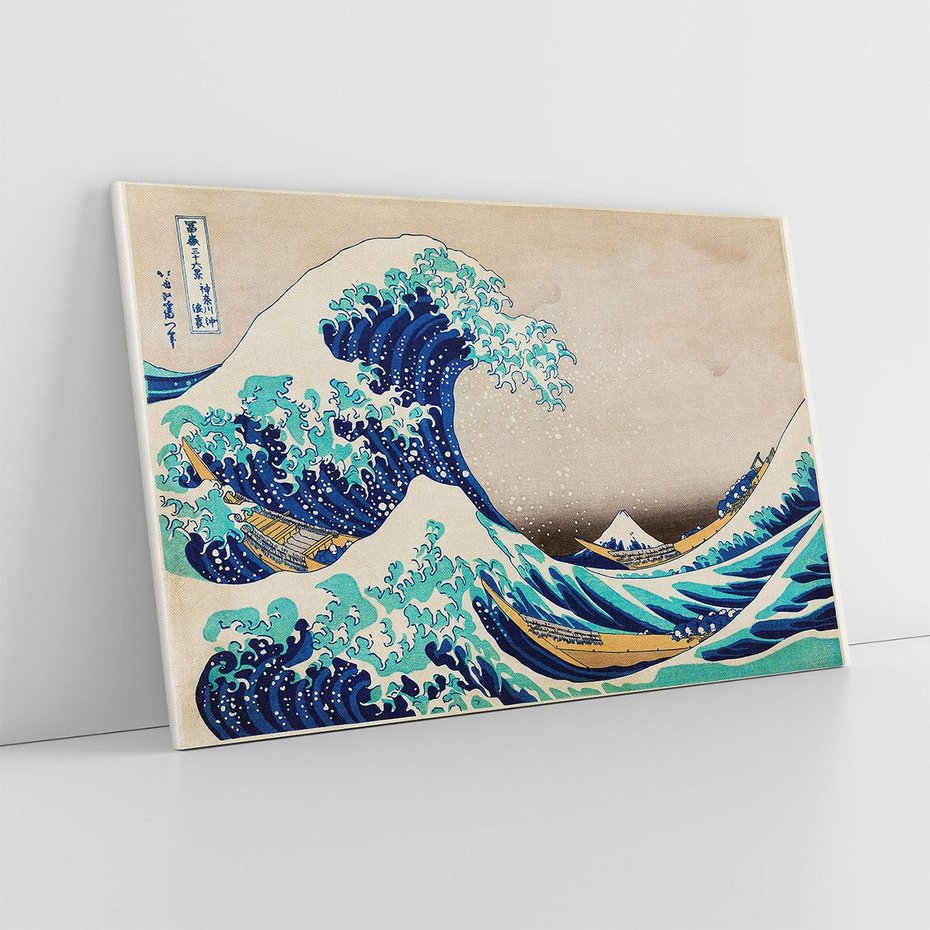 Obraz na płótnie 70x50 - "Wielka Fala u wybrzeży Kanagawy" Katsushiki Hokusai - Reprodukcja - reprodukcja, obraz na płótnie