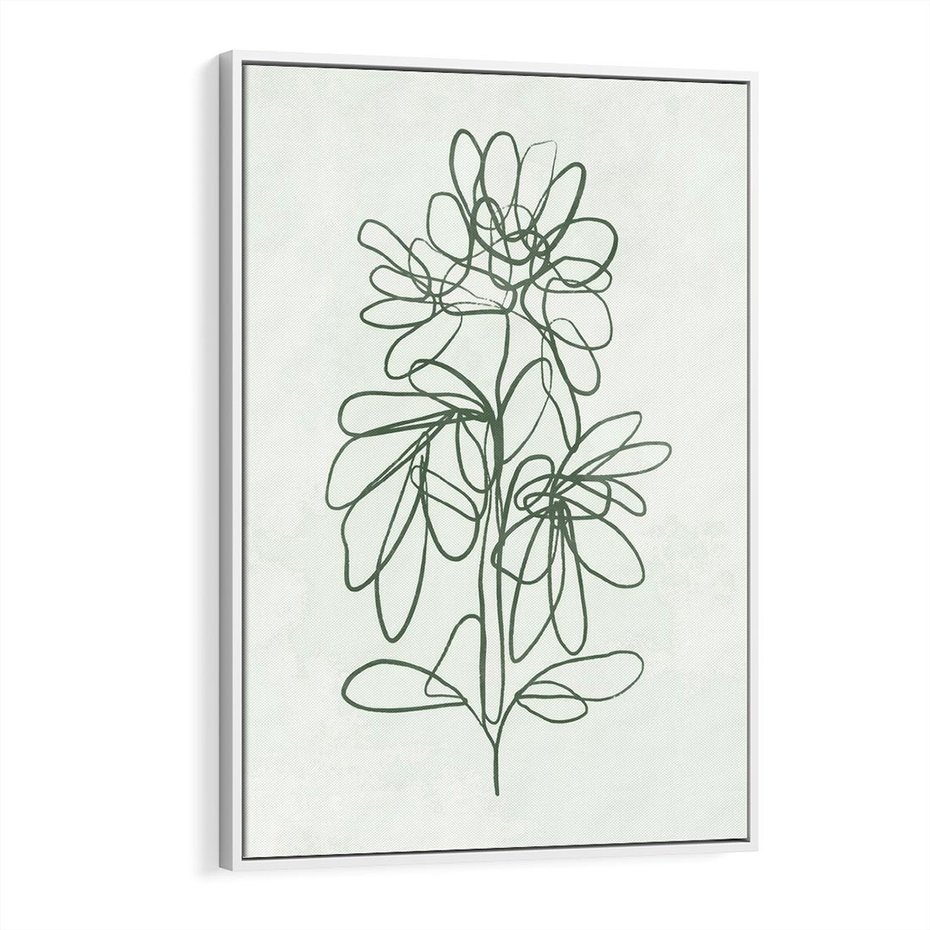 Obraz w ramie 50x70 - Spokojne Poddanie Naturze - zielony plakat, roślinne inspiracje - rama biała