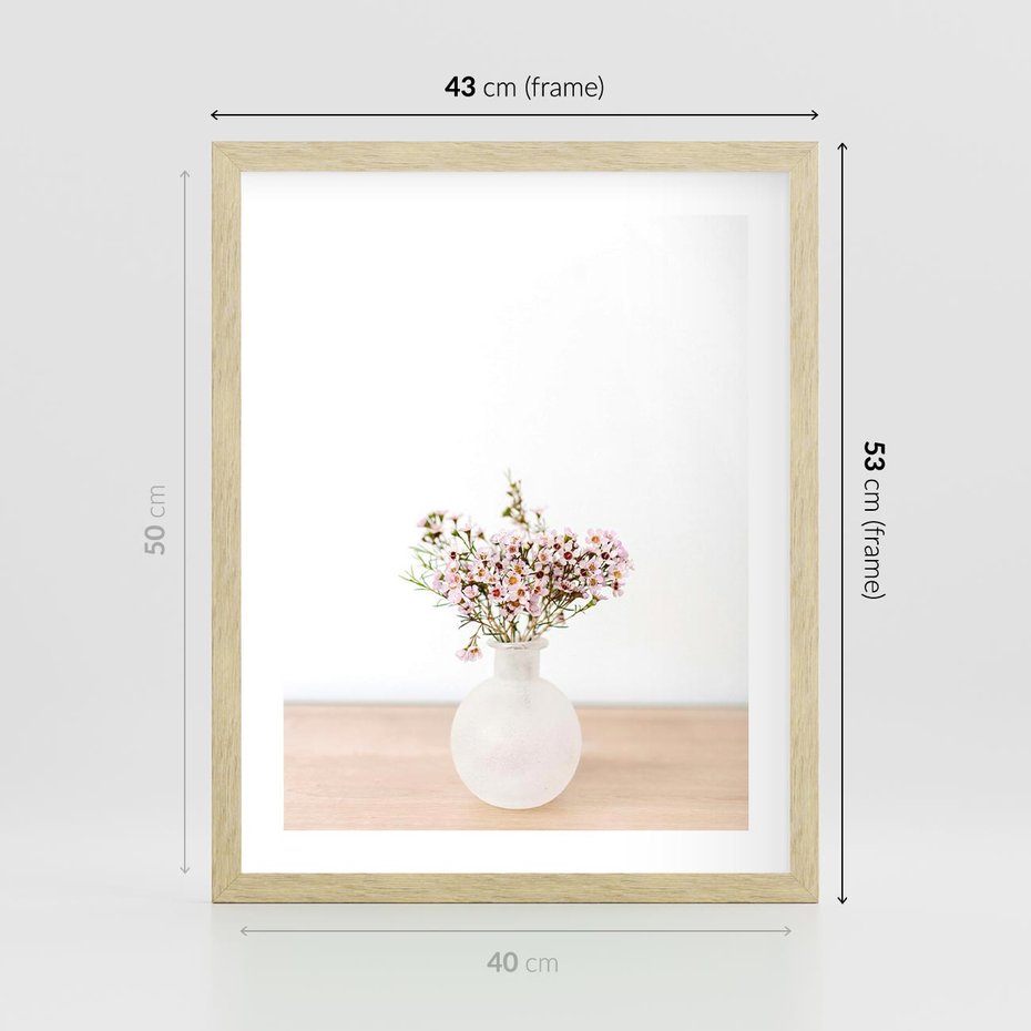 Plakat w ramie 40x50 - Kwiaty w Minimalistycznym Wazonie - kwiaty, wazon - rama drewno