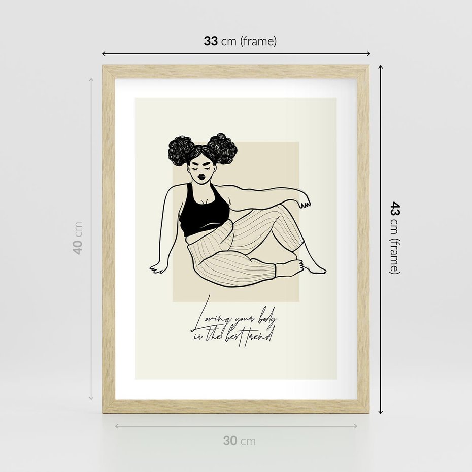 Plakat w ramie 30x40 - Kobieca Moc - nowoczesna sztuka kobieca, plakat - rama drewno