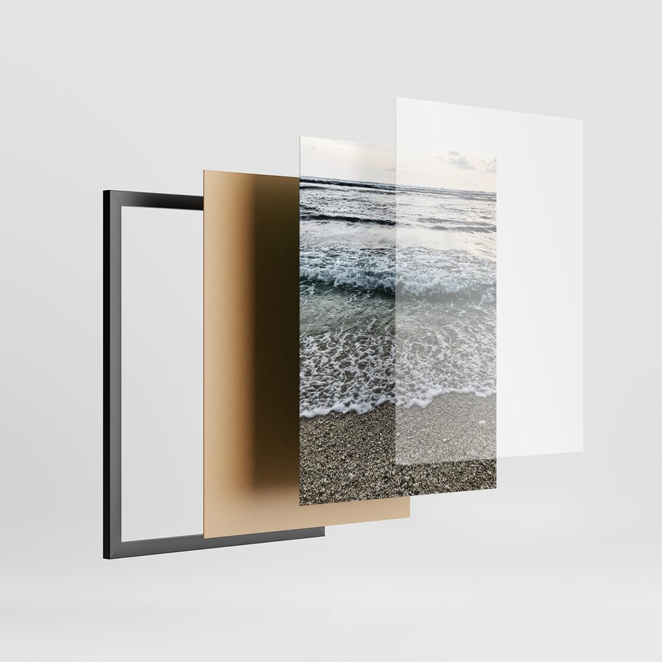 Zestaw obrazy w ramie 40x50 galeria - Plaża, morze, tryptyk - rama czarna