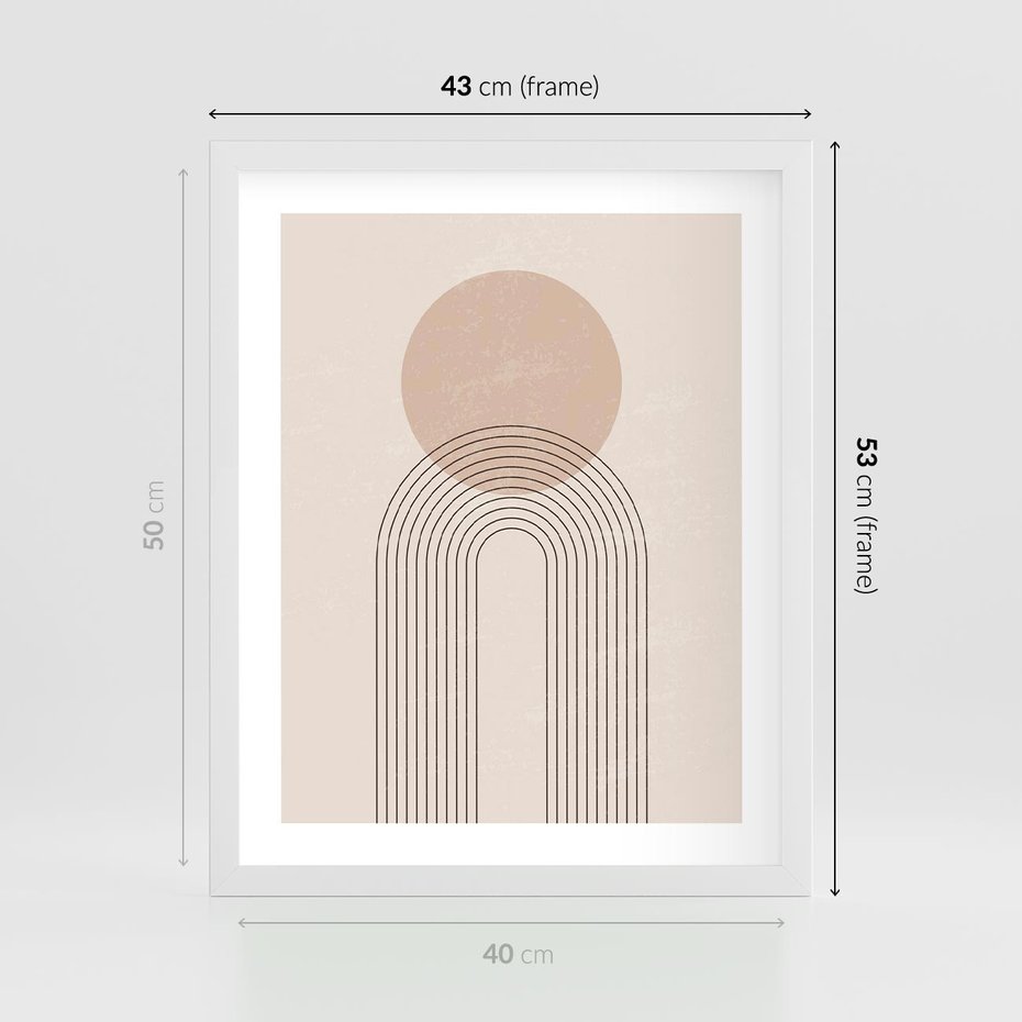 Plakat w ramie 40x50 - Konturem Zdefiniowane - boho plakat, minimalizm - rama biała