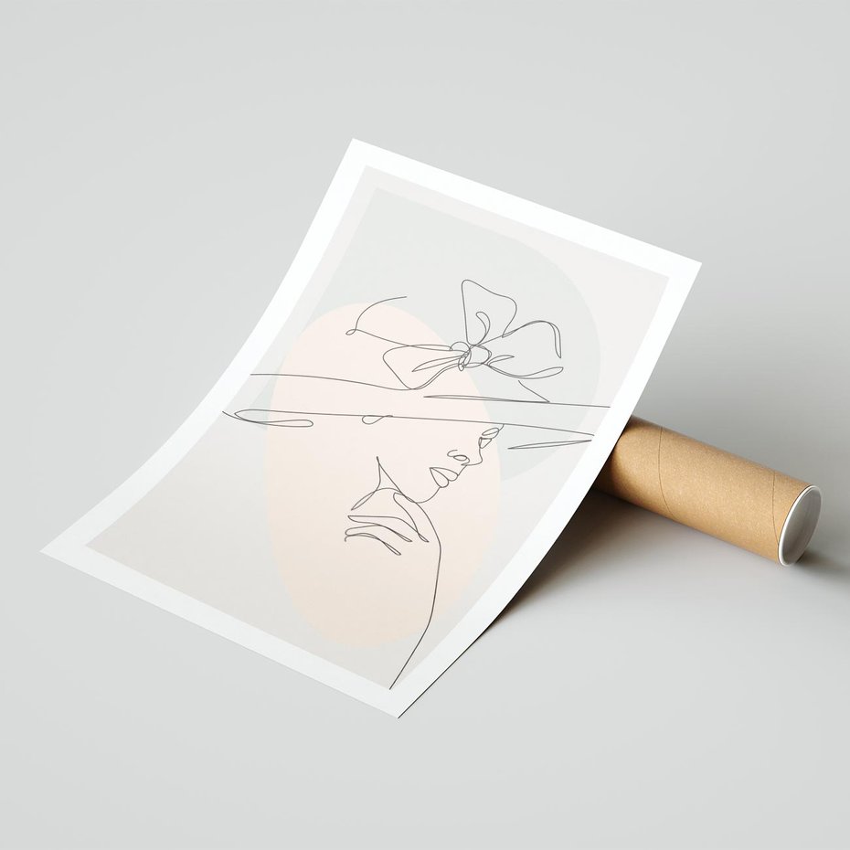 Plakat bez ramy 50x70 - Twarz Kobiety w Pastelach - minimalistyczna grafika, pastelowe tłó