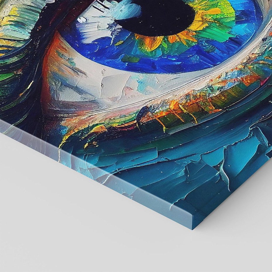 Obraz na płótnie 50x50 - Mistyka Tęczowego Oka - oko, obraz olejny