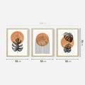 Zestaw obrazy w ramie 50x70 galeria - Monstera, boho, linie, minimalizm - rama drewno