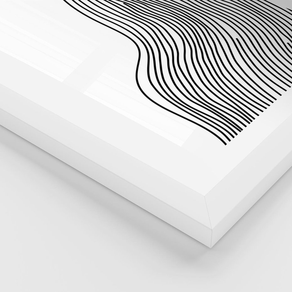 Plakat w ramie 40x50 - Refrakcje Przestrzeni - mnimalistyczna forma, czarne linie - rama biała