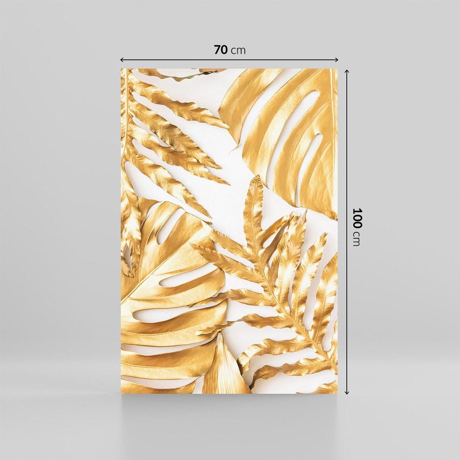 Obraz na płótnie 70x100 - Monstera Złote Liście - monstera, złote