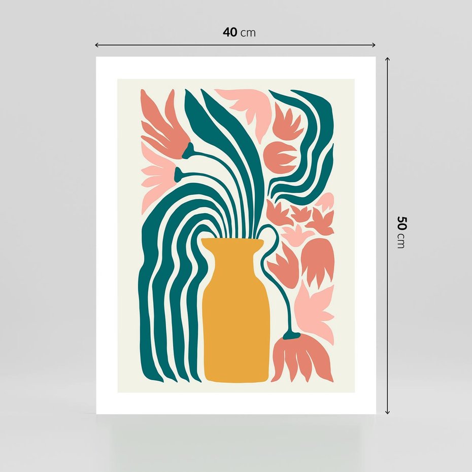 Plakat bez ramy 40x50 - Kolorowe Pasmo - abstrakcyjne kwiaty w wazonie, pdastelowe kolory