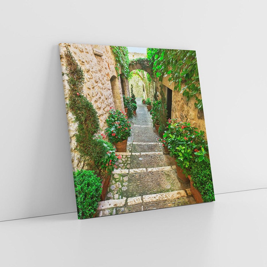 Obraz na płótnie 70x70 - Magiczna podróż w głąb miasta - uliczka, perspektywa