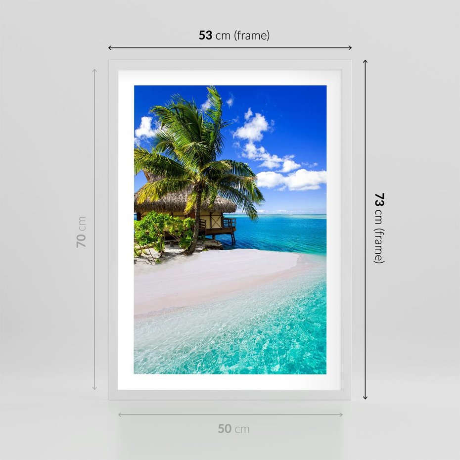 Plakat w ramie 50x70 - Zaklęte palmy tropików - palmy, ocean - rama biała