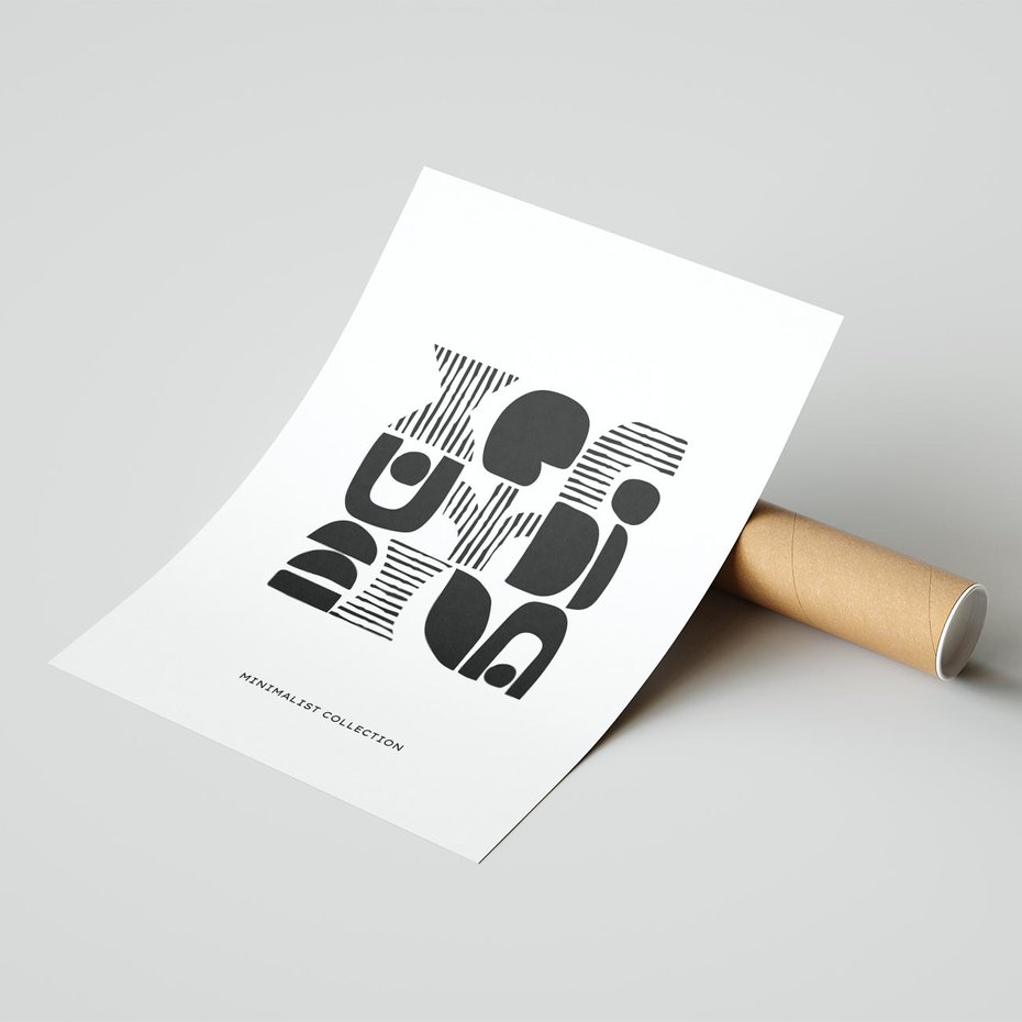 Plakat bez ramy 21x30 - Taniec Dziwacznych Kresek - minimalistyczny plakat, czarno biały