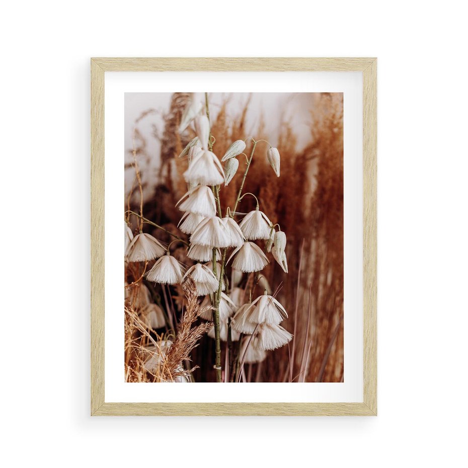 Plakat w ramie 40x50 - Boho Styl z Suchymi Trawami - suche trawy, bogo styl - rama drewno